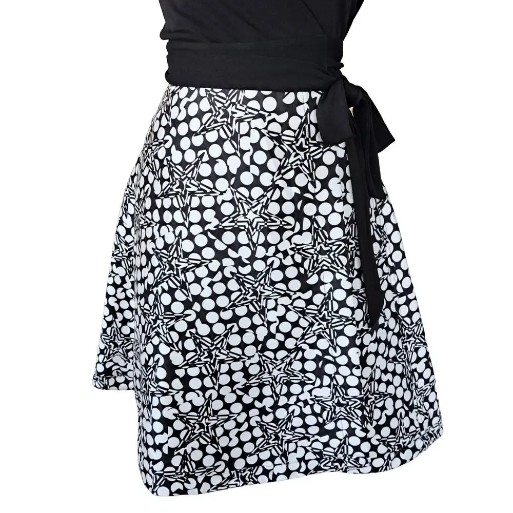 DVF Amelia Halter Wrap Dress Star Print Black White Size 4 NWT Classic Party - Picture 10 of 15